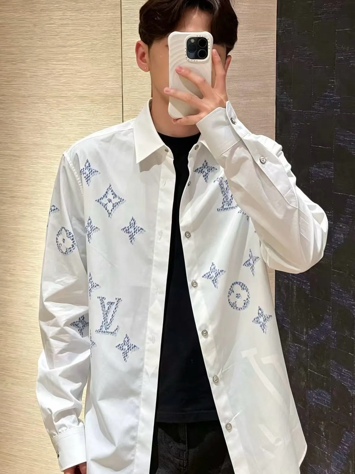 Louis Vuitton/Louis Vuitton dark pattern old flower lapel shirt